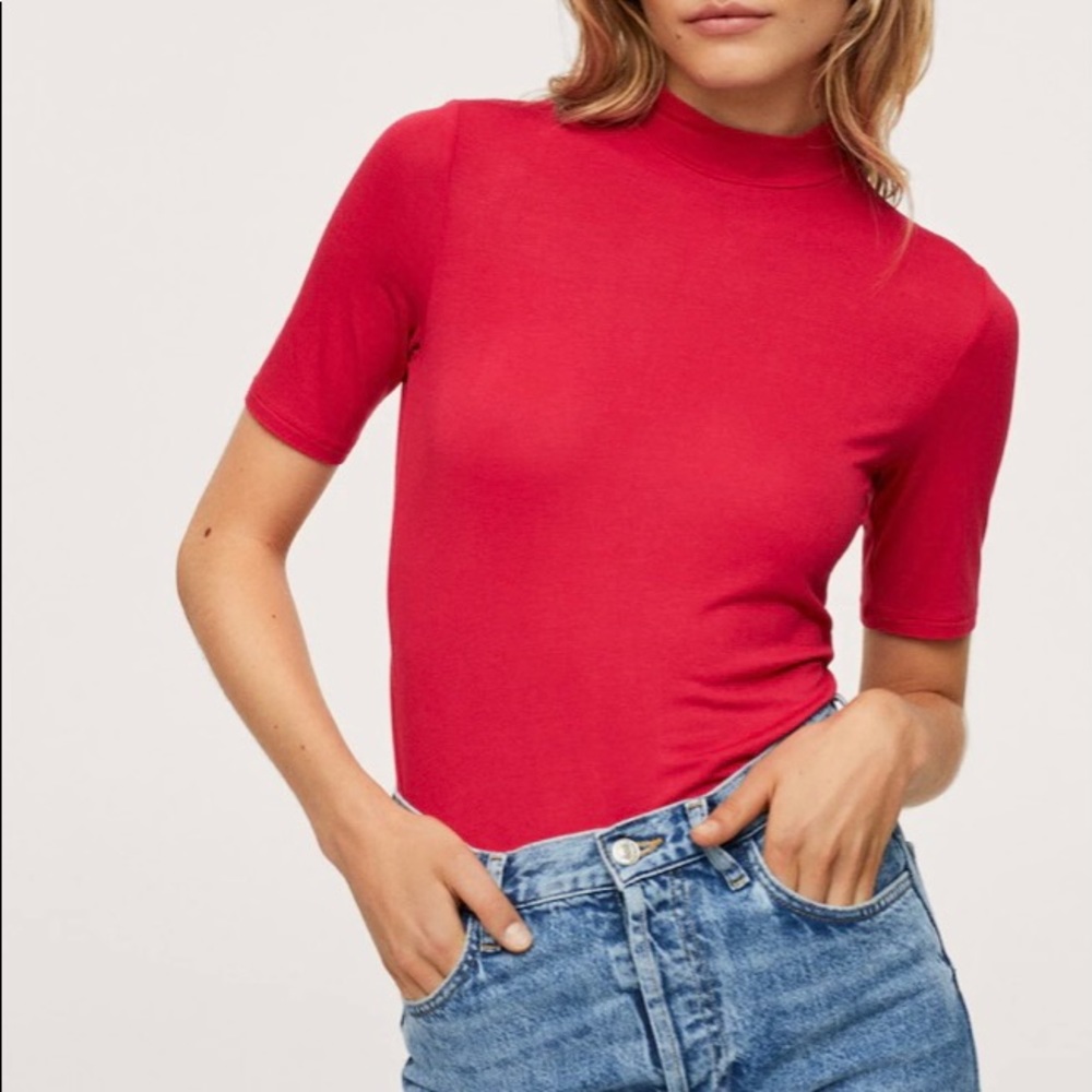 NWT Mango High Collar T-shirt